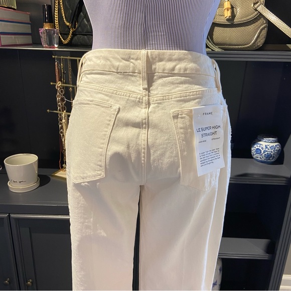 NWT Frame Denim Le Super High Straight White Jeans – Size 30 - Picture 11 of 13